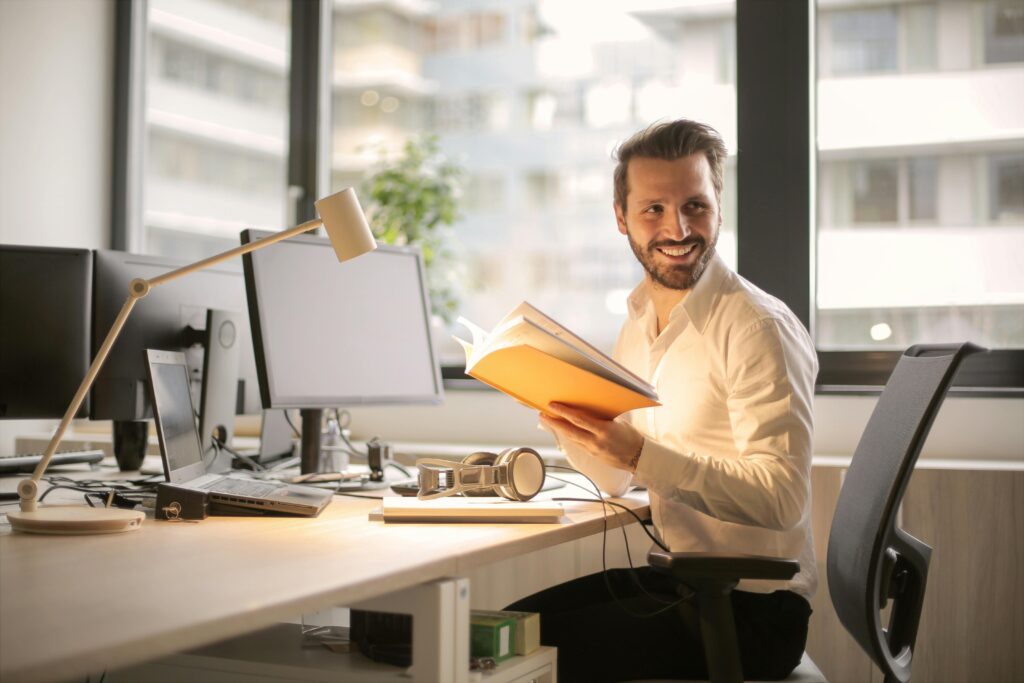 owner at desk